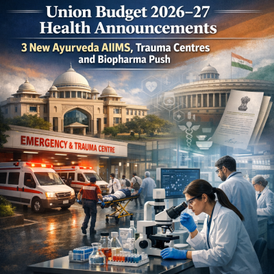 Union Budget 2026–27 Health Announcements: 3 New Ayurveda AIIMS, 24 x 7 Trauma Centres and ₹10,000 crore Biopharma Push