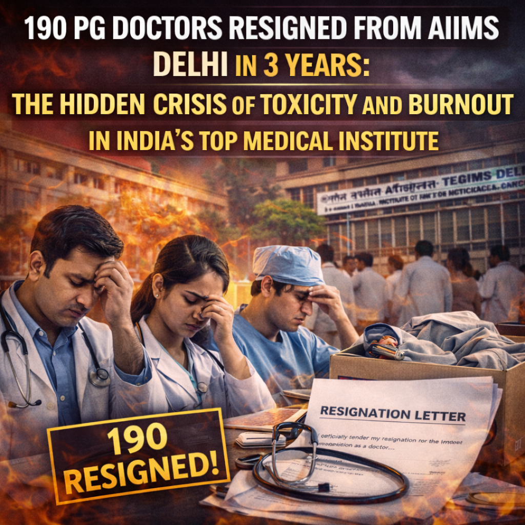 190 PG Doctors Resigned from AIIMS Delhi in 3 Years: The Hidden Crisis of Toxicity and Burnout in India’s Top Medical Institute