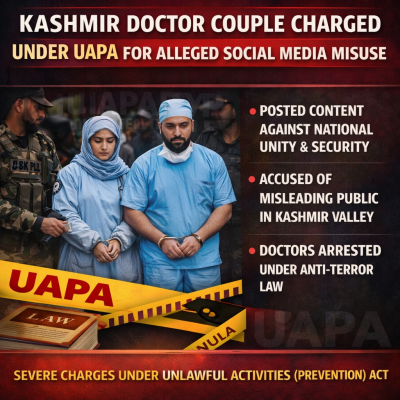 Kashmir Doctor Couple Charged Under UAPA for Alleged Social Media Misuse