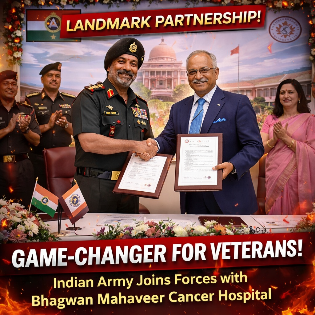 Indian Army Partners with Bhagwan Mahaveer Cancer Hospital: A Landmark Step for Veterans Cancer Care