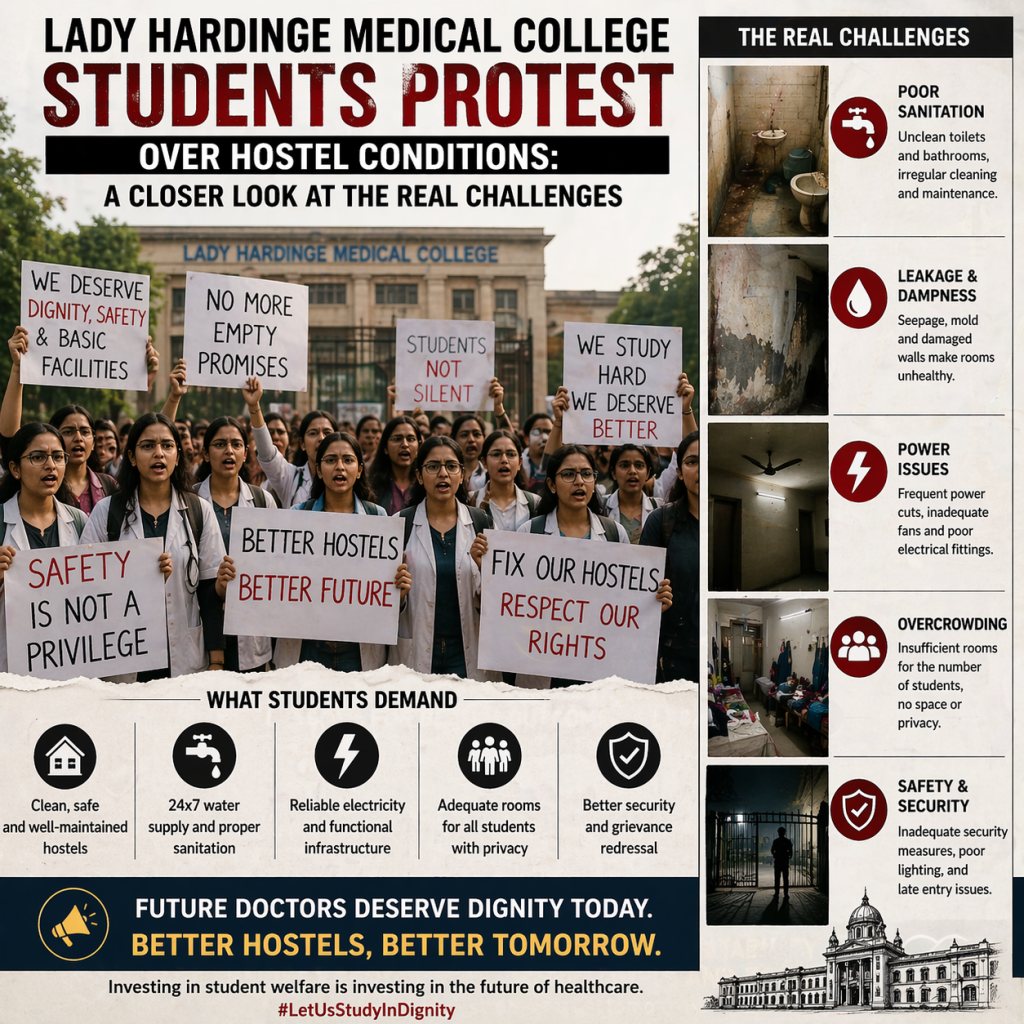 Lady Hardinge Medical College Students Protest Over Hostel Conditions