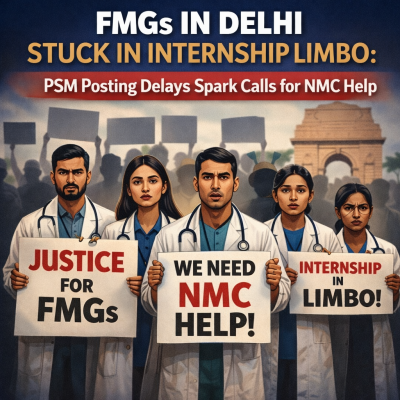 FMGs in Delhi Stuck in Internship Limbo: PSM Posting Delays Spark Calls for NMC Help