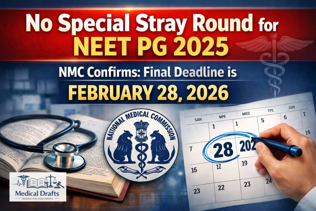 No Special Stray Round for NEET PG 2025: NMC Confirms Final Deadline is February 28, 2026